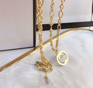 Luxury Designer Brand Double Letter Pendant Necklaces Choker Chain 18K Gold Plated High Quality Sweater Necklace for Women Wedding Party Jewelry Accessories