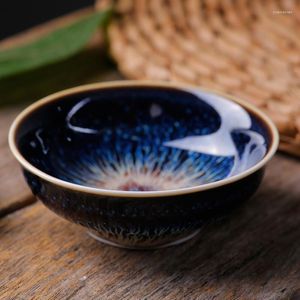 Cups Saucers 2023 Gerçek Xicaras Geleneksel Çin Kültürü Jiyang Beacon Cup Art Restore Seramikler Usta Sır Fambe Kungfu Çay Kase