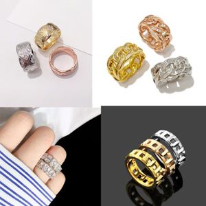 Couple Rings Womens Hollow out Rings Designer Jewelry mens Ring dripping gold/silvery/rose gold Full Brand as Wedding Christmas Gift