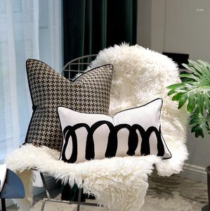 Подушка северной стиль обложка роскошной бросок черно -белой клетки для гостиной диванс -диван диван