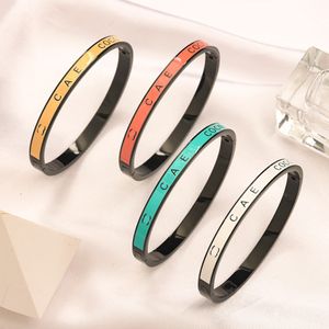 4 Color Designer Bangle for Women Enamel Bracelet Luxury Black Bracelets Jewelry Stainless steel Wristband Cuff Fashion Accessories Letter