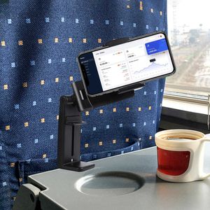 Suporte para montagens de telefone celular com rotação de 360 ° Suporte para telefone de voo de avião Clip para montagem em carro Mesa de trem Assento para celular Suporte dobrável para telefone de viagem