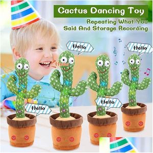 Stuffed Plush Animals Dancing Talking Singing Cactus Toy Electronic With Song Potted Early Education Toys For Kids Funnytoy 50Pcs Dhhw4