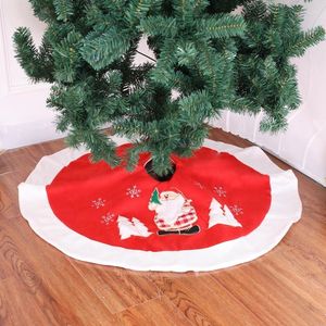 Juldekorationer 2st flanell Santa Claus mönster broderad trädkjol år matta för fritidshus
