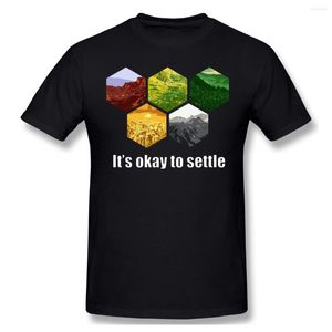 Camisetas masculinas, não há problema em resolver os colonos de camisa preta das camisetas de catan homme camisetas puras mangas curtas