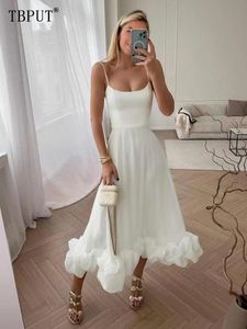 Fritidsklänningar Rose Plisserad Camisole Klänning Kvinnor Elegant Ärmlös Långa Klänningar utan rygg Mode Kvinnlig Bankett Festrock Vestido 230317