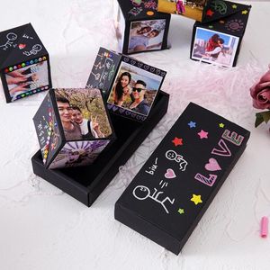 Papel de regalo Caja sorpresa creativa Pos Cajas que rebotan DIY Po Scrapbook para el Día de San Valentín Fiesta de cumpleaños Regalos de aniversario