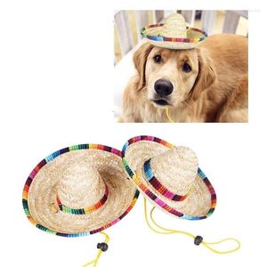 Chapéu da moda para cães para cães Multicolor Cat Mexicane Sombro Sombrero Pet Ajuste Figurino Havaí Acessórios Havaí