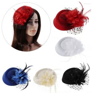 Cabeças de fascínio chapéus fascinadoras femininas femininas Flores de penas acessórios de cabelo Casamento