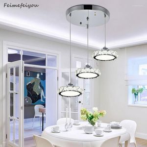 Lâmpadas pendentes 2023 LED Crystal Dining Room Candelier Três Modernos Minimalistas Minimalistas de Vida