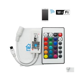 2016 RGB Controllers LED MINI WIFI Controller RGBW med 24KEY REMOTE IOS / Android Mobiltelefon Wireless For / Strip DC512V Drop Delivery L Dhei8