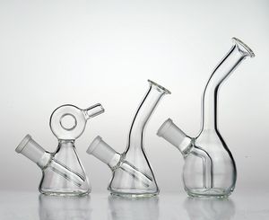 Small glass water bongs mini smoking pipes drop down recycler rigs oil dab beaker bowl downstem bubbler perc 14mm 03