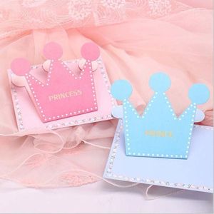 Greeting Cards 20pcs Little Prince or Princess crown shape folded greeting card Baby Shower thank card birthday holiday cards Invitation Cards 230317