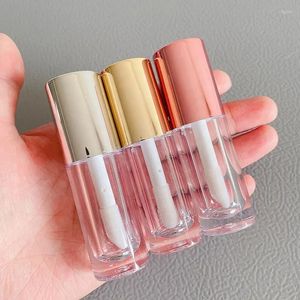 Garrafas de armazenamento 10/20/30pcs 6ml Silver Rose Gold Top Lip Gloss Tubes com Big Wand Brush Label personalizado Lipgloss Lipstick Liptint Bottle