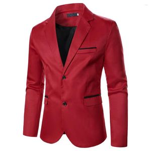 Men's Suits Men Blazer Decorative Chest Pocket Contrast Color Details Design Causal Formal Daily Wear Long Sleeve Single Breasted