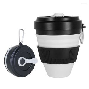 Cups Saucers 450ml Portable Folding Silicone Water Cup Mugs Outdoor Travel Coffee Bottle Collapsible Tea Mug Handcup With Lid