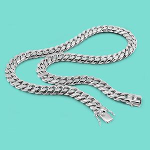 Zincirler Klasik Erkekler Orijinal 925 Sterling Gümüş Kolye Miami 12mm Küba Zinciri Hip Hop Stil Aksesuarları Vücut Takı Hediyesi