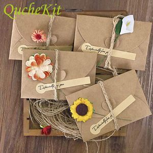 Greeting Cards 100Pcs Kraft Paper Postcards Envelopes Wedding Invitation Cards Packaging Thank You Greeting Cards Envelope Gift Bag Party Decor 230317