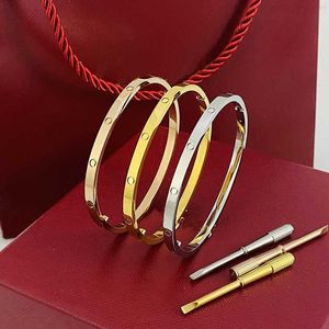 2022 4MM Thin 6th Titanium Steel Bangle Designer Women Men Love Bracelet Bangles silver rose gold Screw Screwdriver Nail Bracelet Couple Jewelry