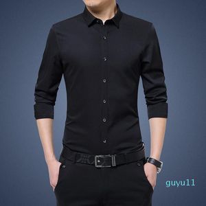 Camisas de vestido masculinas de manga comprida Slim Fit No Iron Autumn Luxury Business Formal Brand