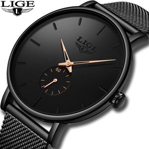 Начатые часы 2023 Lige Mens Watch Top Brand Men's Sports Watch Men Waterraph-Analog Quartz мужской ультратонкий сетчатый пояс коробочка с часовыми ремнями сетки