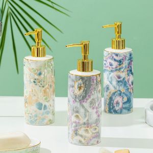 Dispensador de sabão líquido Light Luxury Ceramic Soap Dispenser Kitchen Soop Soop descendente de manobra de mão de shampoo Gels de chuveiro Acessórios para banheiros 230317