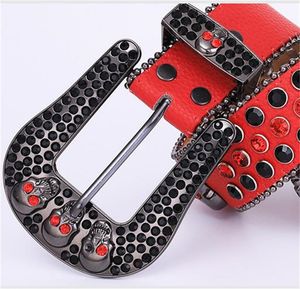 Rhinestone luxury belts mens womens leather belt full shiny bling white silver black color skull ceinture hiphop designer belt fashionable accessories YD024 Q2