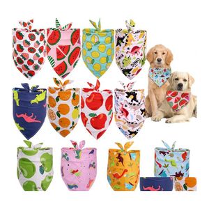 2016 Dog Apparel Cotton Dogs Bandana Puppy Triangle Scarfs Koty Bibs Fruit Dinosaur Wzór akcesoria zwierząt letnich XBJK2106 Drop de dhqu6