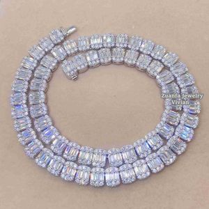 8,5 mm da 10 mm larghezza baguette diamanti collana in argento sterling ghiacciato vvs moissanite lussuoso catena di tennis