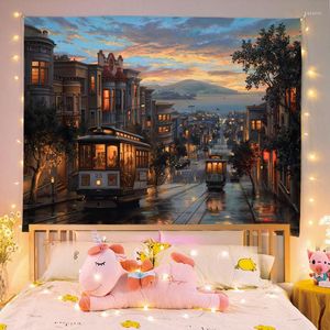Wallpapers Beautiful Window Landscape Background Wall Hanging Cloth Fabric Ins Internet Celebrity Live Broadcast Bedr