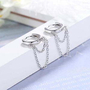 Hoop Ohrringe 925 Sterling Silber Punk Stil Doppel Schicht Kette Ohrring Für Frauen Männer Quaste Edlen Schmuck Großhandel