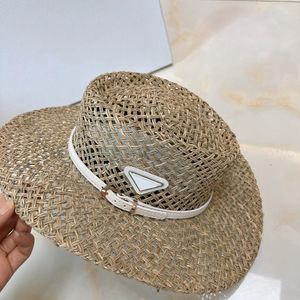 Designer largo cappelli di paglia brima per uomo cappelli da secchio da donna stampare tappeti intrecciati di erba paglia