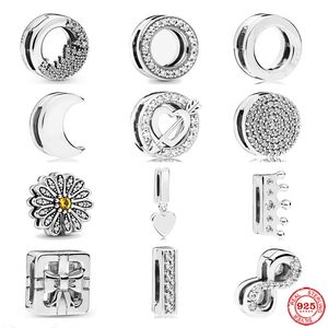 925 Silver Fit Pandora Original Charms DIY Anhänger Frauen Armbänder Perlen Schnalle Clip Perlen Fit Flat Style