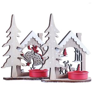 Christmas Decorations DIY Tree Elk Wooden Candlestick Candle Holder Table Home Party Decoration For Boutique