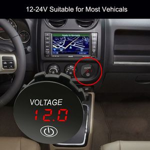 DC 12V/24V LED Dijital Ekran Voltmetre Su Geçirmez Voltaj Ölçer Gösterge Test Cihazı, Araba Motosiklet Kamyonu için Dokunmatik Anahtar RV ATV