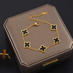 Designer Charm Bracelet Fashion Vintage 5 Motifs Bracelets Clover Leaf Necklace Design Wedding Jewelry Van 4/four Flower Gifts