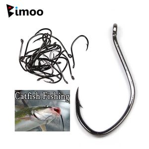 Ganchos de pesca bimoo 100pcs farpado gancho de pesca de peixe -gato de alto carbono aço de água salgada fishhook para peixe -gato 8 6 1/0 2/0 3/0 no atacado P230317