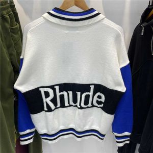 Rhude Seater Men's Seaters2024デザイナーRHUDEセーターカジュアルコットン男性