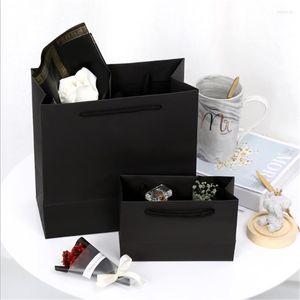 Opakowanie prezentów Wysokiej jakości torebka Prezentowa torba Czarne papierowe torby Kraft z uchwytem Pakiet przyjęcia urodzin