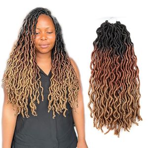 Ombre 3 tons Color Gypsy Faux Locs Extensão de cabelo Nova deusa ondulada Locs Crochet Braiding Hair