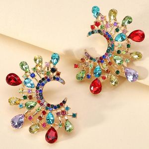 Hoop Earrings Bohemian Colorful Crystal Simulated Pearl Circle For Women Trendy Luxury Quality Unique Charm Statement Jewelry