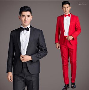 Мужские костюмы хор жених свадьба для мужчин Blazer Boys Prom Mariage Fashion Slim Masculino Последние брюки дизайн брюки черный красный