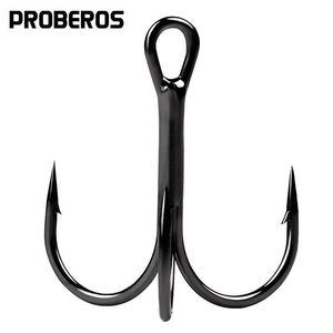 Fiskekrokar Proberos 50st Fishing Hook High Carbon Steel Treble Hook 2# -14# Svart/röd/brun/silver/matt tennfärg Fiskkrokar P230317