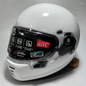 オートバイヘルメットフルフェイスヘルメットネオブライトホワイトビンテージライディングクラッシュ