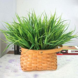 Decorative Flowers 7-fork Green Grass Artificial Plants For Plastic Household Store Dest Rustic Decoration Clover Plant Wholesale