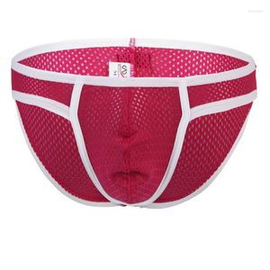 Underpants Aiiou Men Nylon Briefs Sexy Mesh Mesh Hole Brilho Respirável Gay Sissy Calcinha confortável Hombre masculino