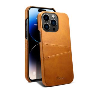 Retro Slim Vogue Phone Case for iPhone 14 13 12 11 Pro Max Samsung Galaxy S23 Ultra S22 Plus S21 S20 Durable Dual Card Slots Solid Leather Wallet Business Back Cover
