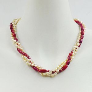 Design perfeito para gargantilha. Qualidade. Coral natural de 6 mm. Pérola barroca rosa de 4 mm. Mulheres na festa de aniversário. Jóias clássicas 19 