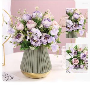 Decorative Flowers Antique Silk Artificial Peony Autumn White Wedding Home Christmas Bouquet Crafts Garland Supplies