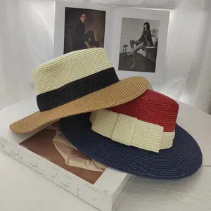 Hepburn French Celebrity Style Fragrance Color Matching Top Female Sunshade Sunscreen Vacation Travel Plat Straw C Hatt